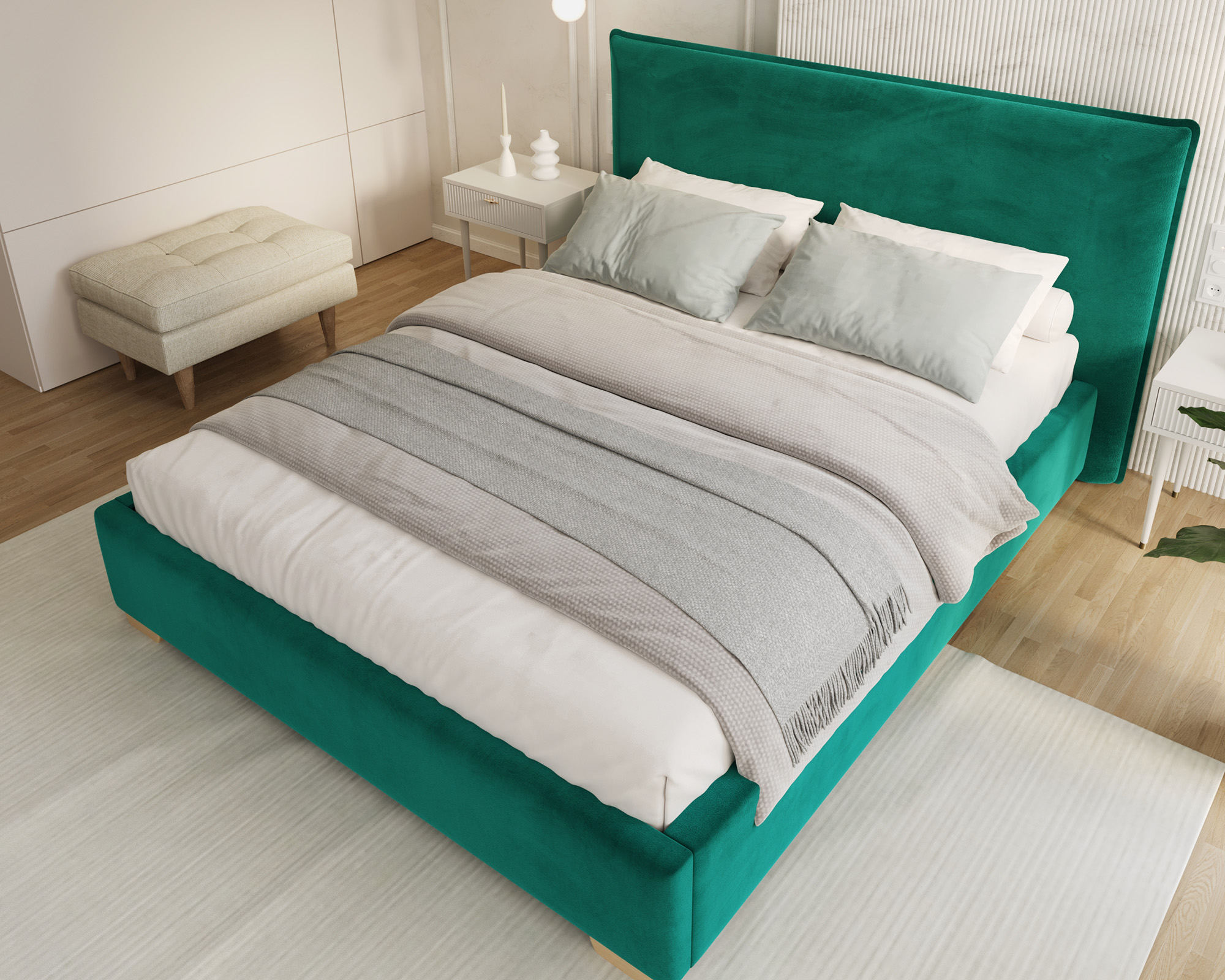 Čalouněná postel PERFETTO 180x200 s kovovým zdvižným roštem TYRKYSOVÁ PARIS