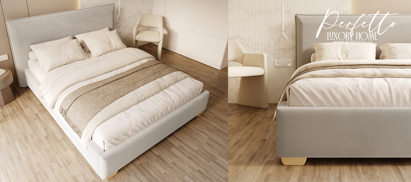 Čalouněná postel PERFETTO 140x200 s kovovým zdvižným roštem SVĚTLE ŠEDÁ PARIS