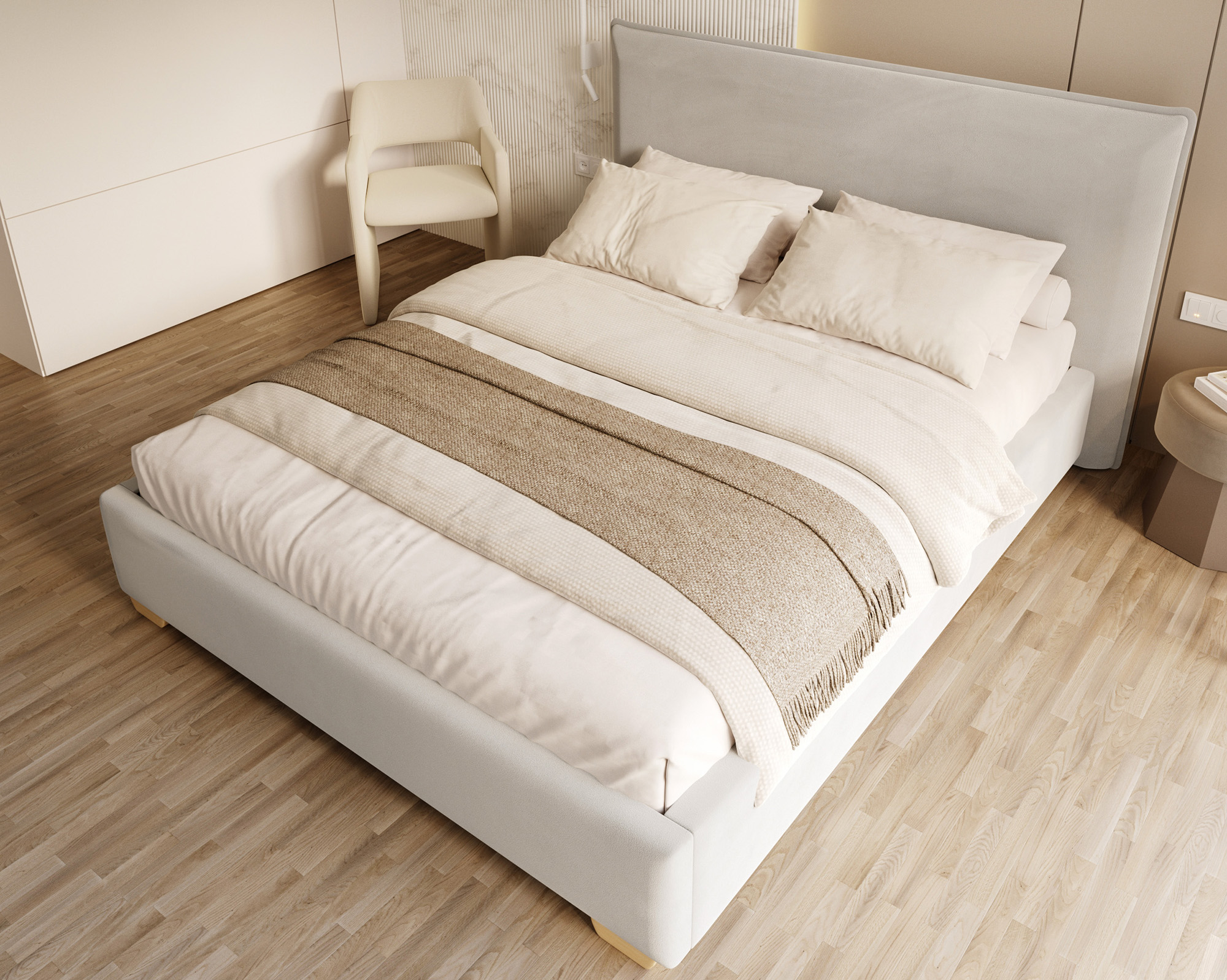 Čalouněná postel PERFETTO 140x200 s kovovým zdvižným roštem SVĚTLE ŠEDÁ PARIS