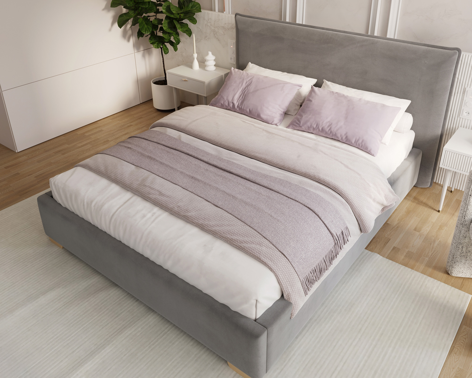 Čalouněná postel PERFETTO 140x200 s kovovým zdvižným roštem ŠEDÁ PARIS