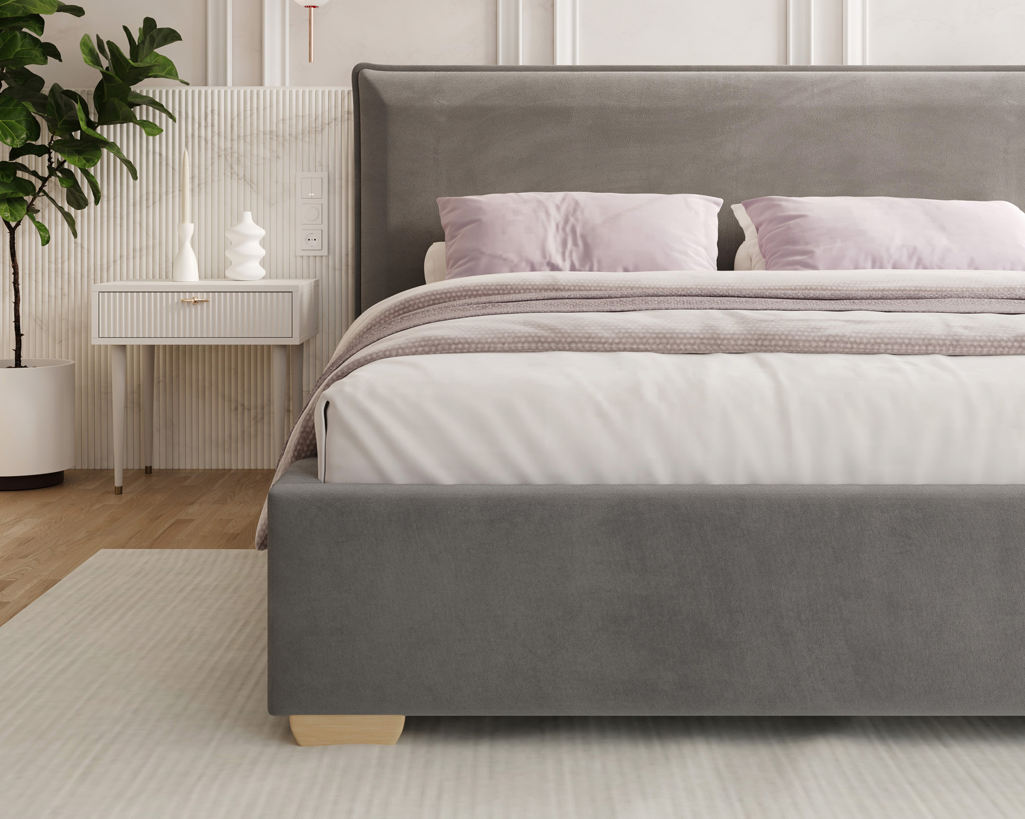 Čalouněná postel PERFETTO 180x200 s kovovým zdvižným roštem ŠEDÁ PARIS