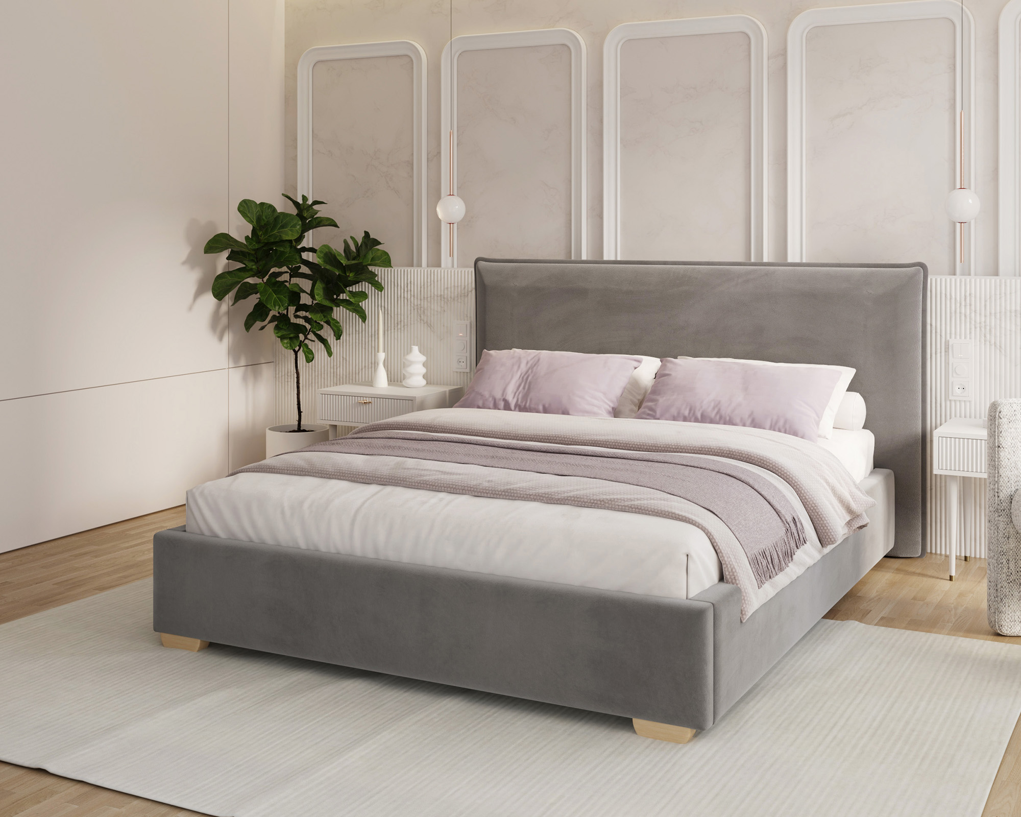 Čalouněná postel PERFETTO 180x200 s kovovým zdvižným roštem ŠEDÁ PARIS