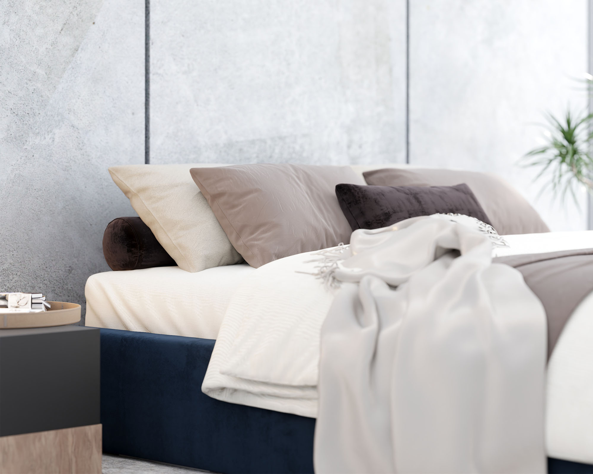 Čalouněná postel ORLANDO 90x200 Tmavě modrá PARIS s úložným prostorem kovový rošt