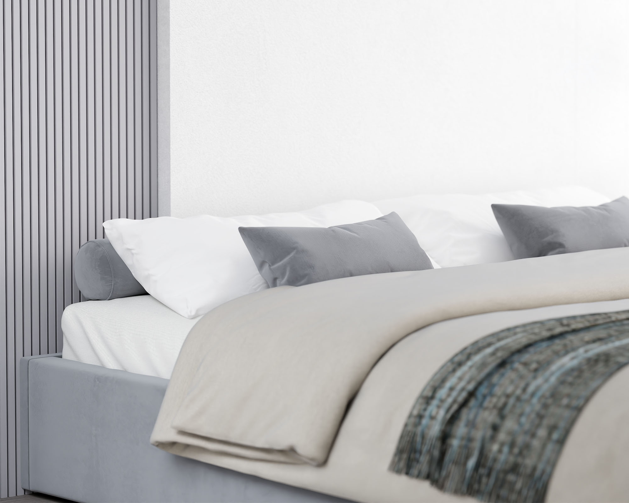 Čalouněná postel ORLANDO 90x200 Šedá PARIS s úložným prostorem kovový rošt