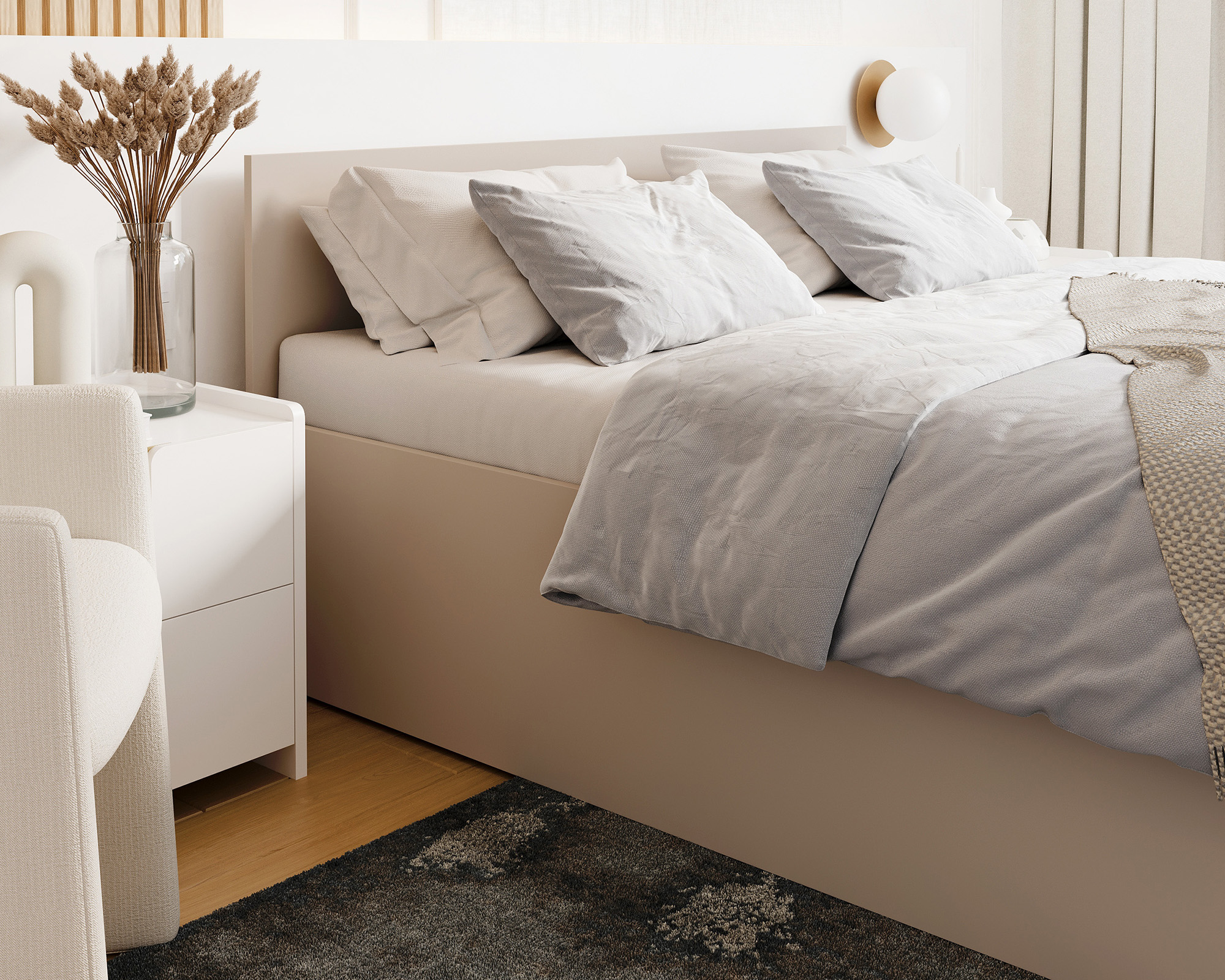 Postel PANAMA 120x200 s kovovým zdvižným roštem BÉŽOVÁ