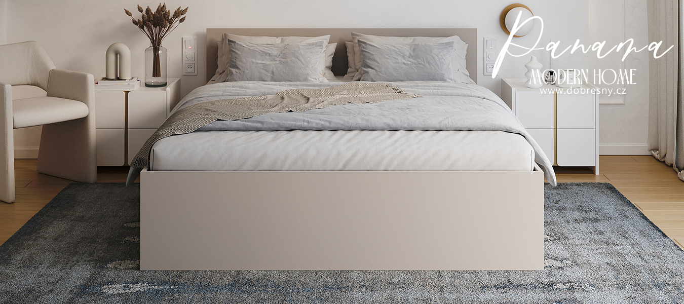 Postel PANAMA 140x200 s kovovým zdvižným roštem BÉŽOVÁ