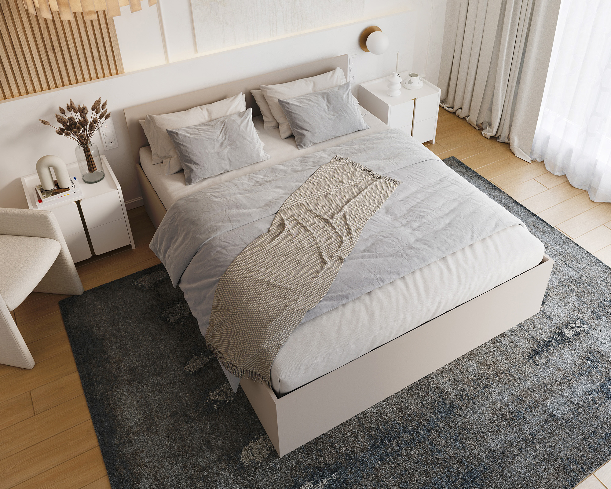 Postel PANAMA 90x200 s kovovým zdvižným roštem BÉŽOVÁ