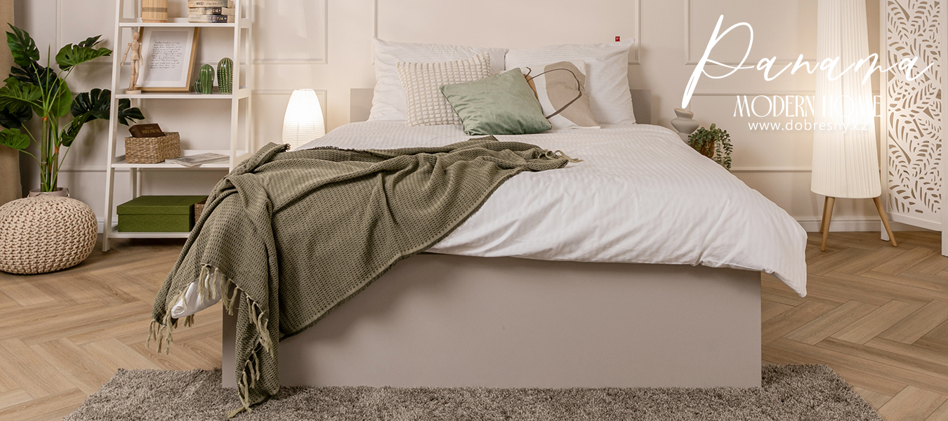 Postel PANAMA 140x200 s dřevěným zdvižným roštem BÉŽOVÁ