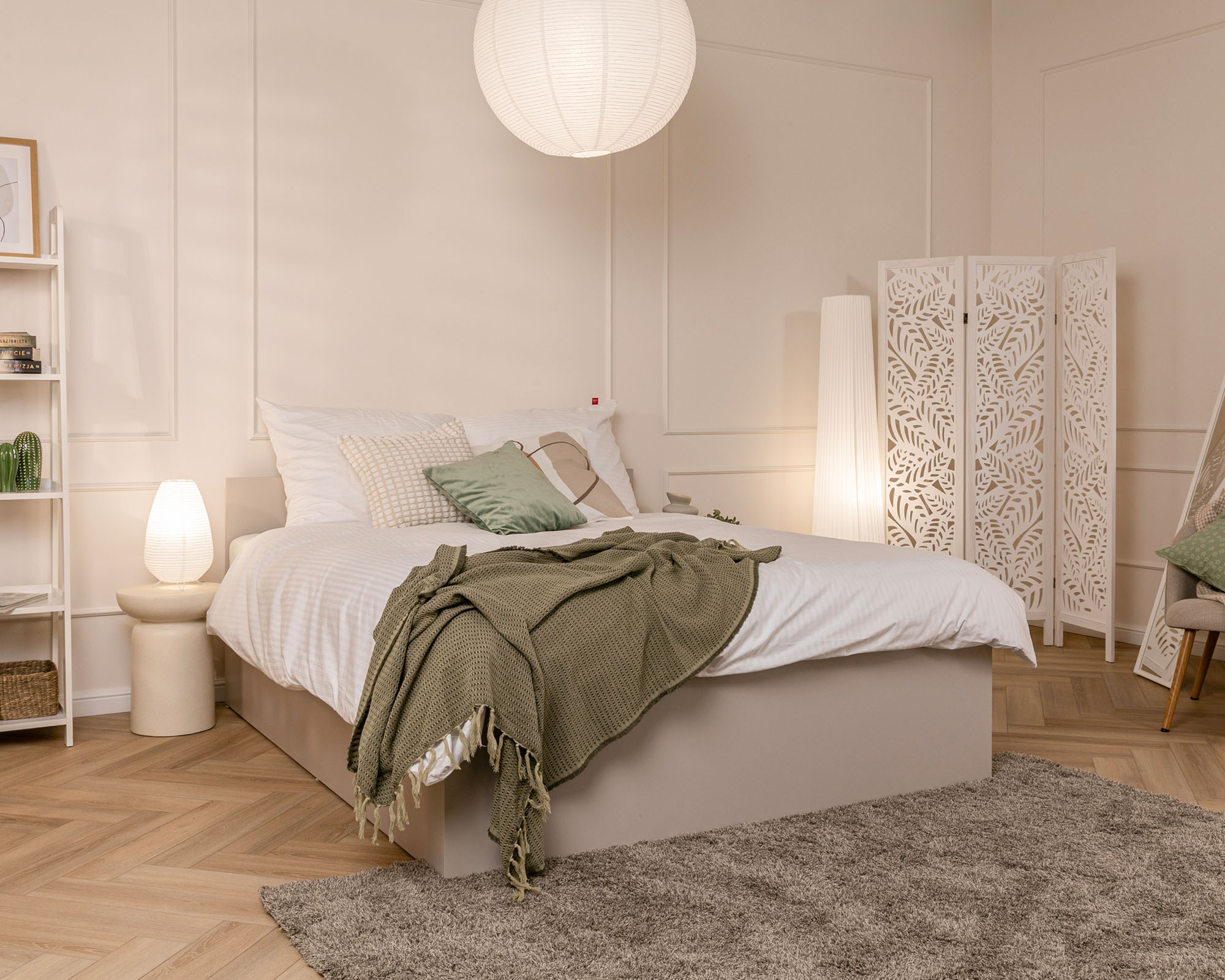 Postel PANAMA 160x200 s dřevěným zdvižným roštem BÉŽOVÁ