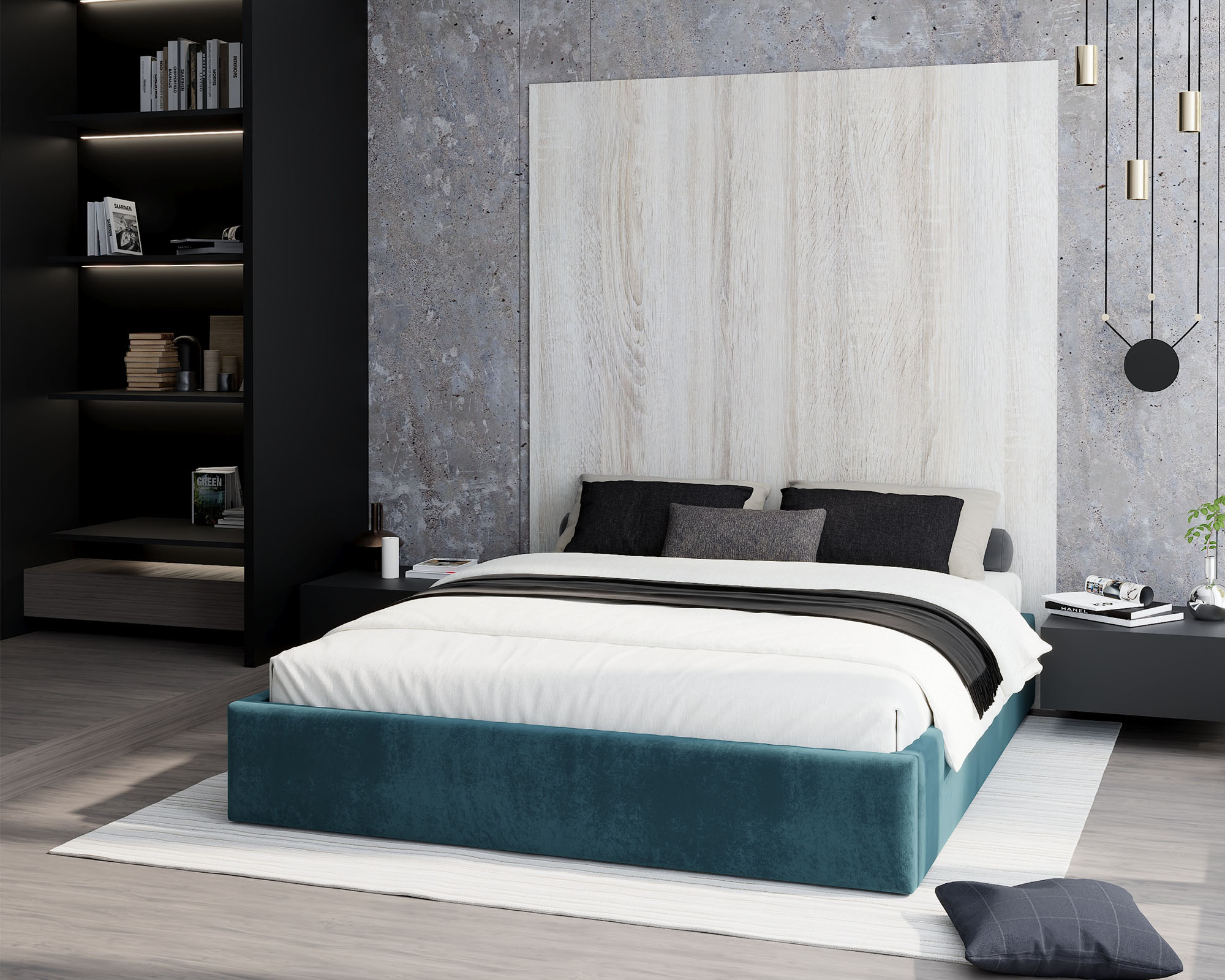 Čalouněná postel ORLANDO 120x200 Modrá PARIS s úložným prostorem kovový rošt