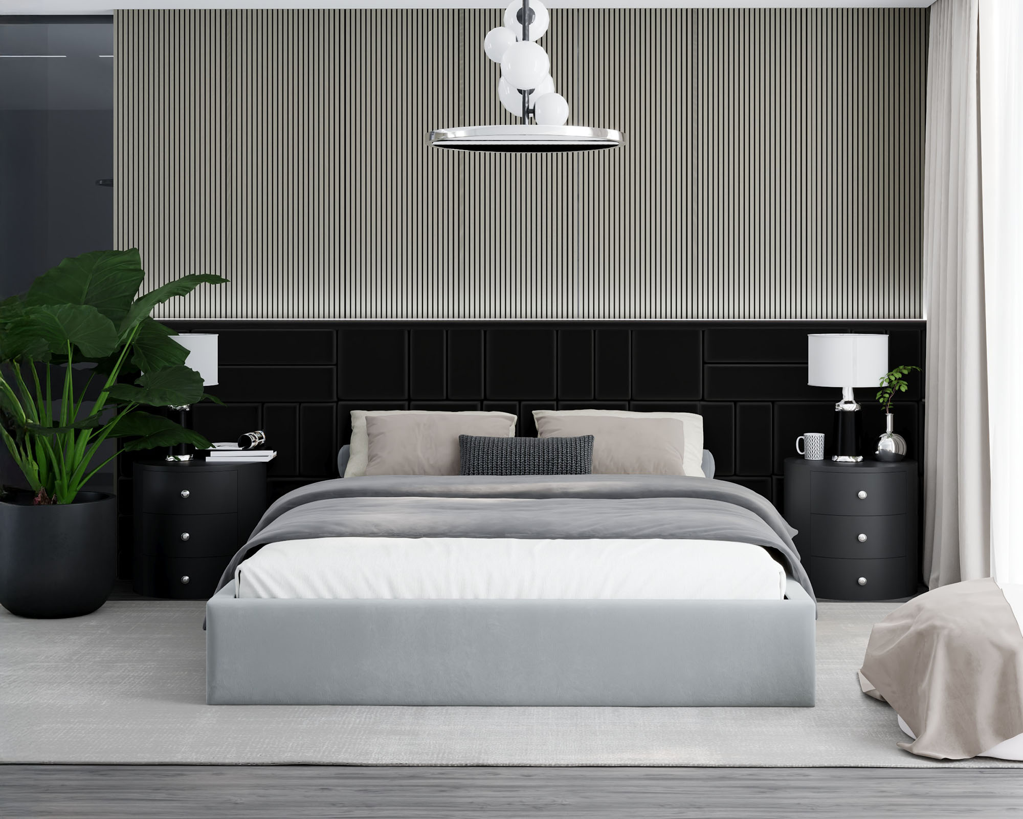 Čalouněná postel ORLANDO 120x200 Světle šedá PARIS s úložným prostorem kovový rošt