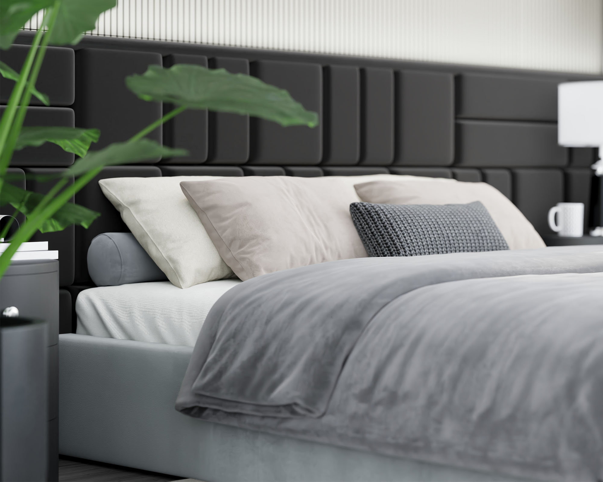 Čalouněná postel ORLANDO 120x200 Světle šedá PARIS s úložným prostorem kovový rošt