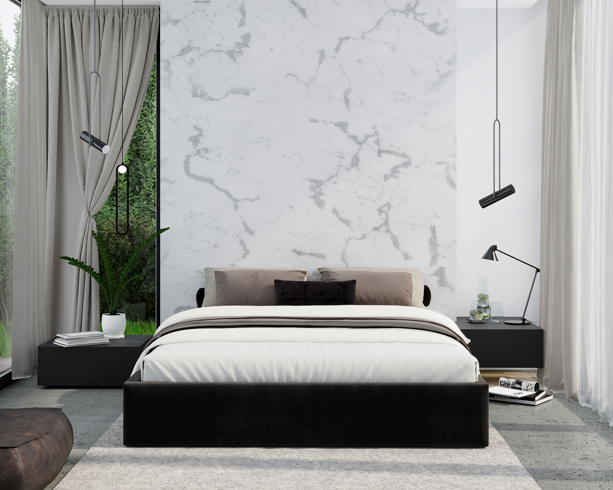 Čalouněná postel ORLANDO 140x200 Černá PARIS s úložným prostorem kovový rošt