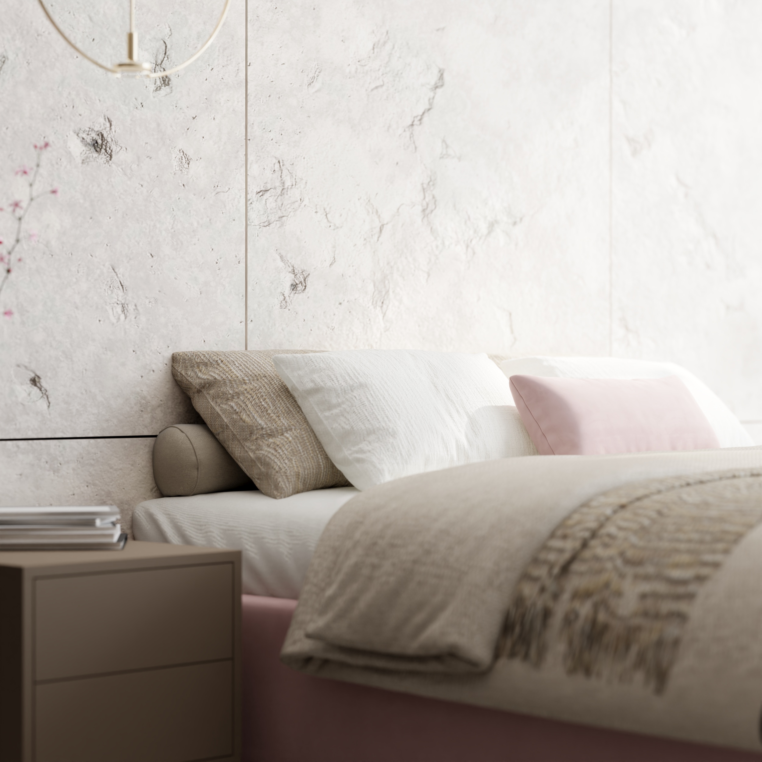 Čalouněná postel ORLANDO 140x200 Růžová TRINITY s úložným prostorem kovový rošt