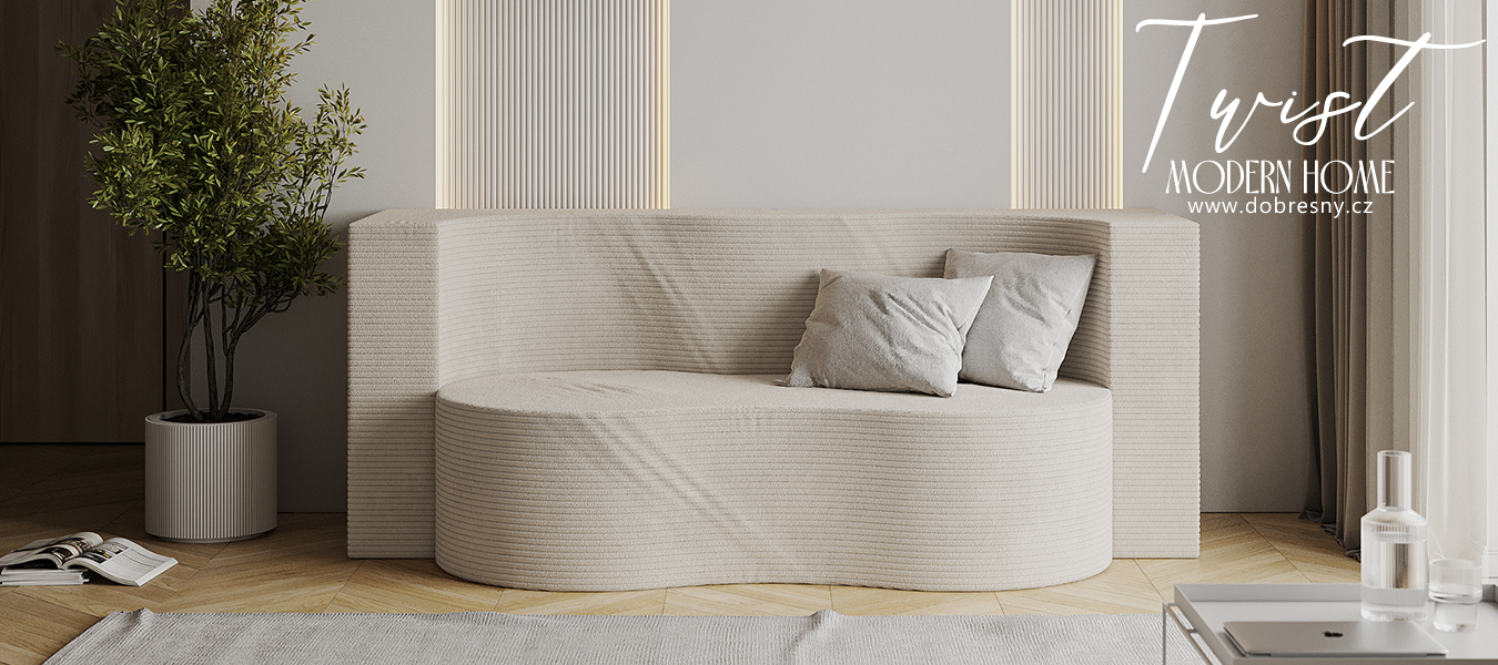 Rozkládací pohovka TWIST KRÉMOVÁ SZTRUKS 120x200