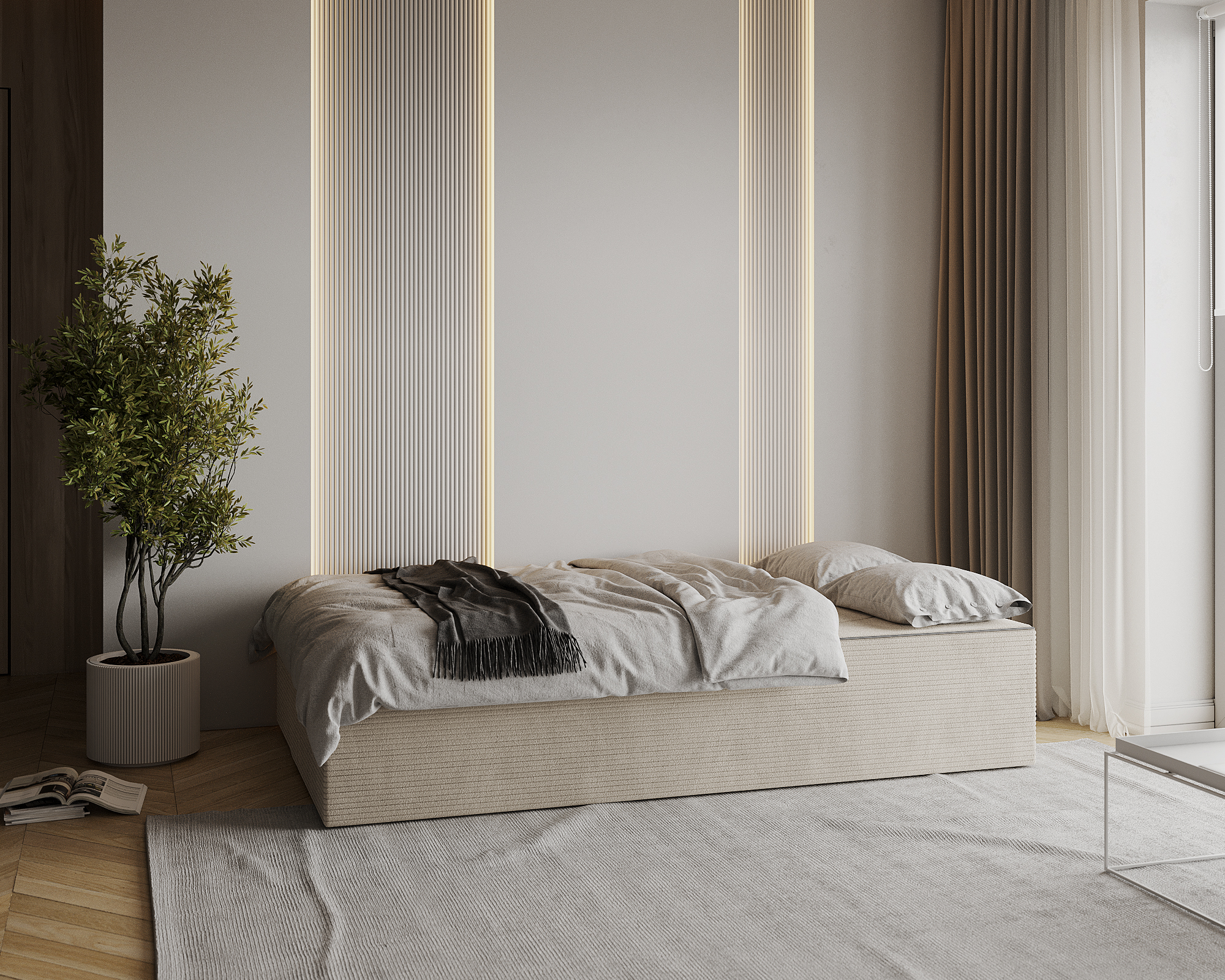 Rozkládací pohovka TWIST KRÉMOVÁ SZTRUKS 120x200