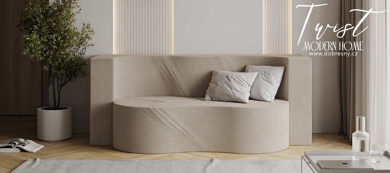 Rozkládací pohovka TWIST BÉŽOVÁ SZTRUKS 120x200
