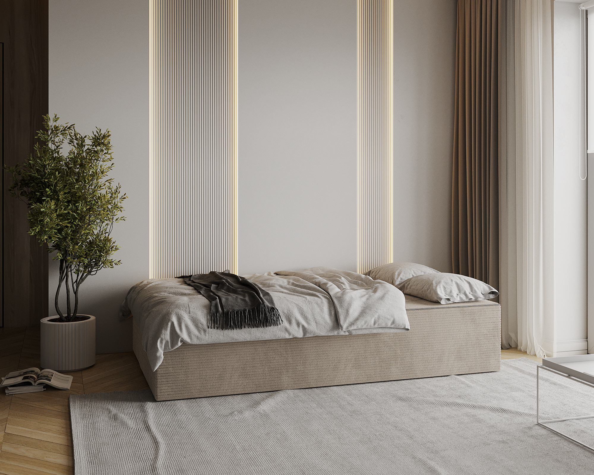 Rozkládací pohovka TWIST BÉŽOVÁ SZTRUKS 120x200