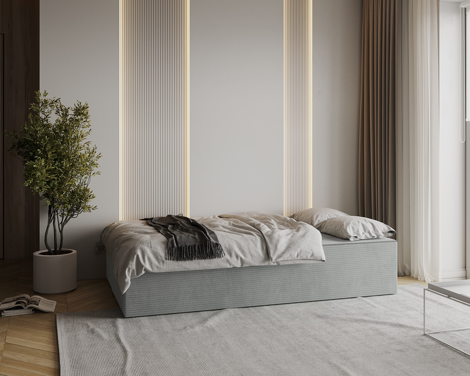 Rozkládací pohovka TWIST ŠEDÁ SZTRUKS 120x200