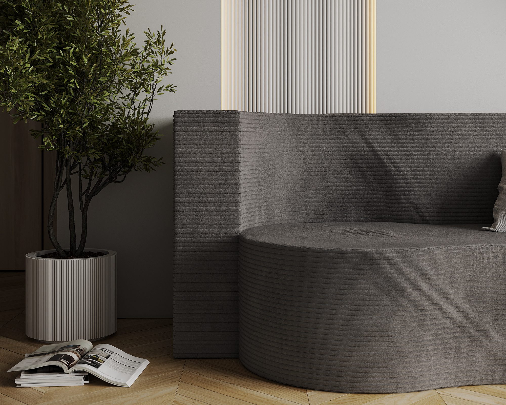 Rozkládací pohovka TWIST TMAVĚ ŠEDÁ SZTRUKS 120x200