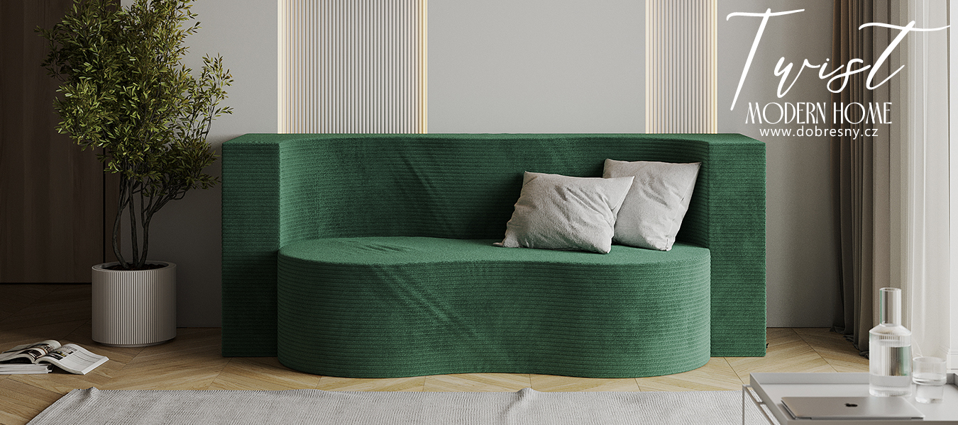 Rozkládací pohovka TWIST ZELENÁ SZTRUKS 120x200