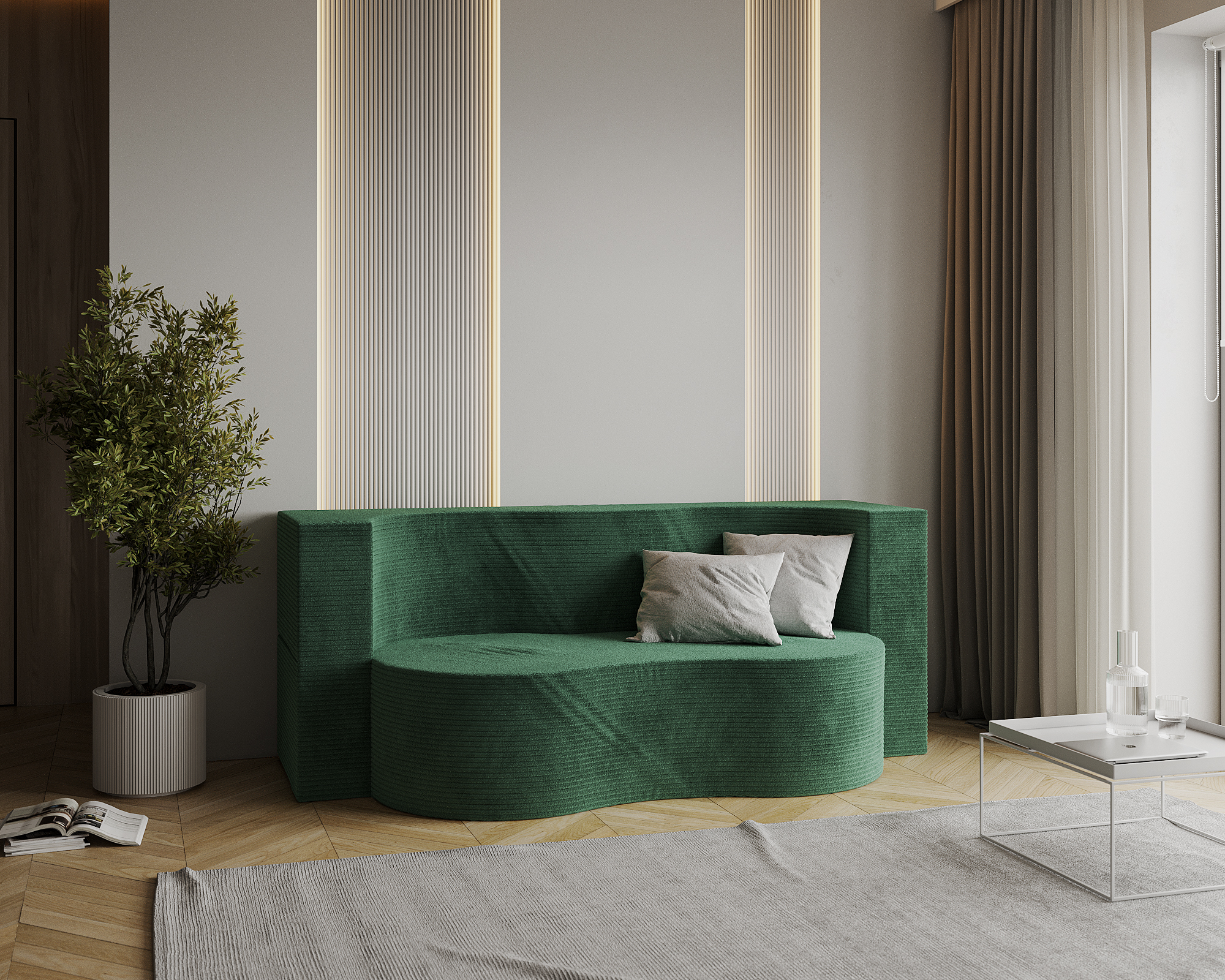 Rozkládací pohovka TWIST ZELENÁ SZTRUKS 120x200