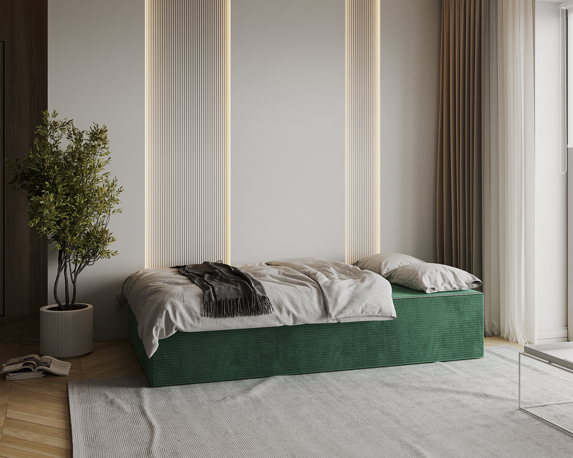 Rozkládací pohovka TWIST ZELENÁ SZTRUKS 120x200