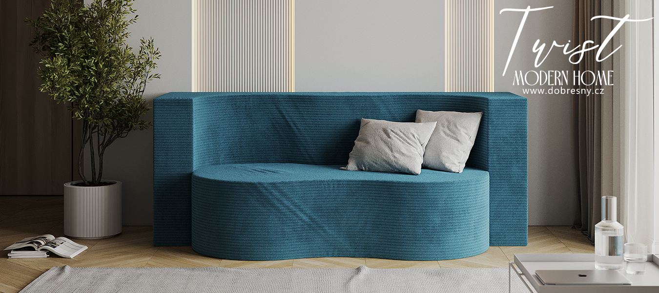 Rozkládací pohovka TWIST MODRÁ SZTRUKS 120x200