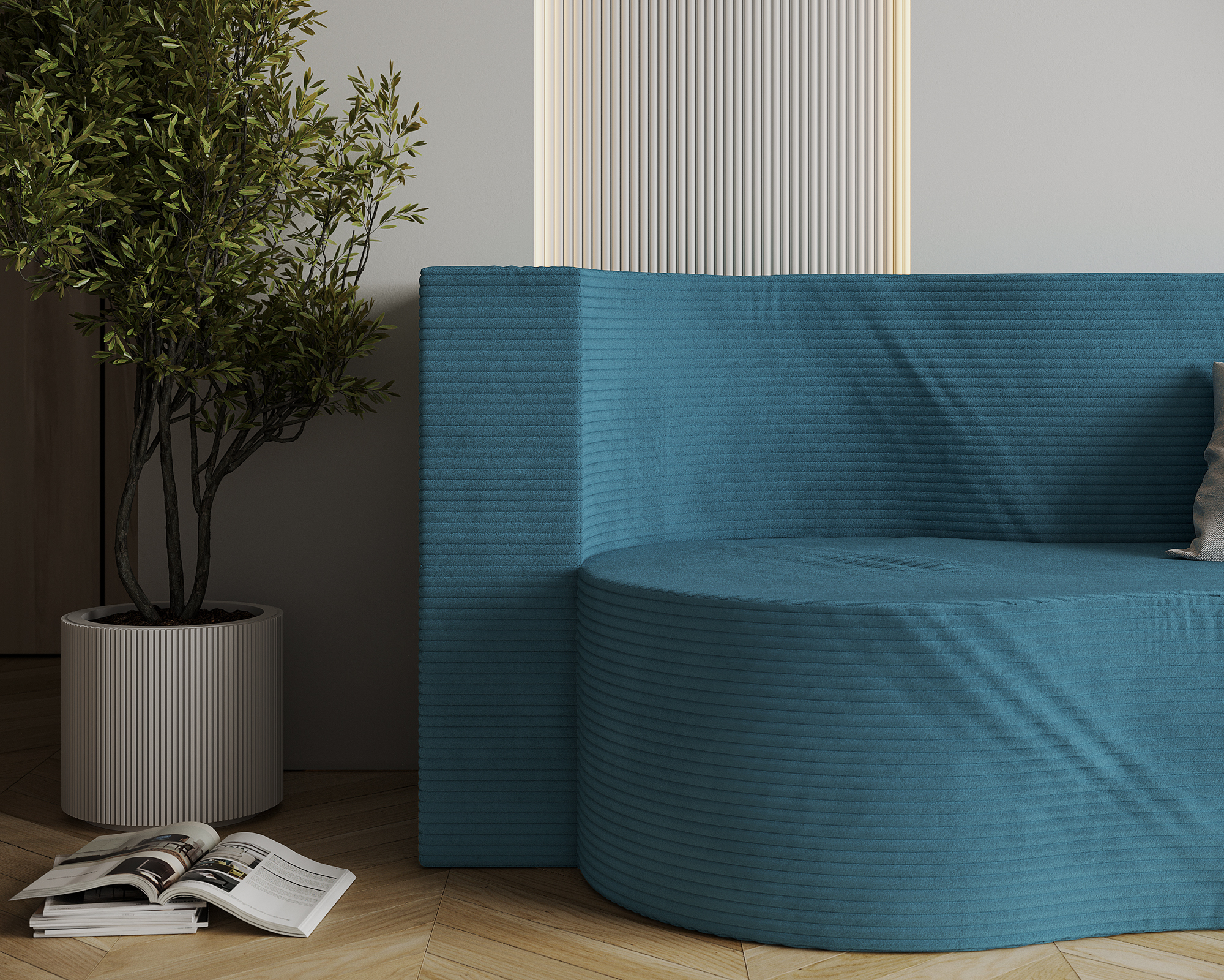 Rozkládací pohovka TWIST MODRÁ SZTRUKS 120x200