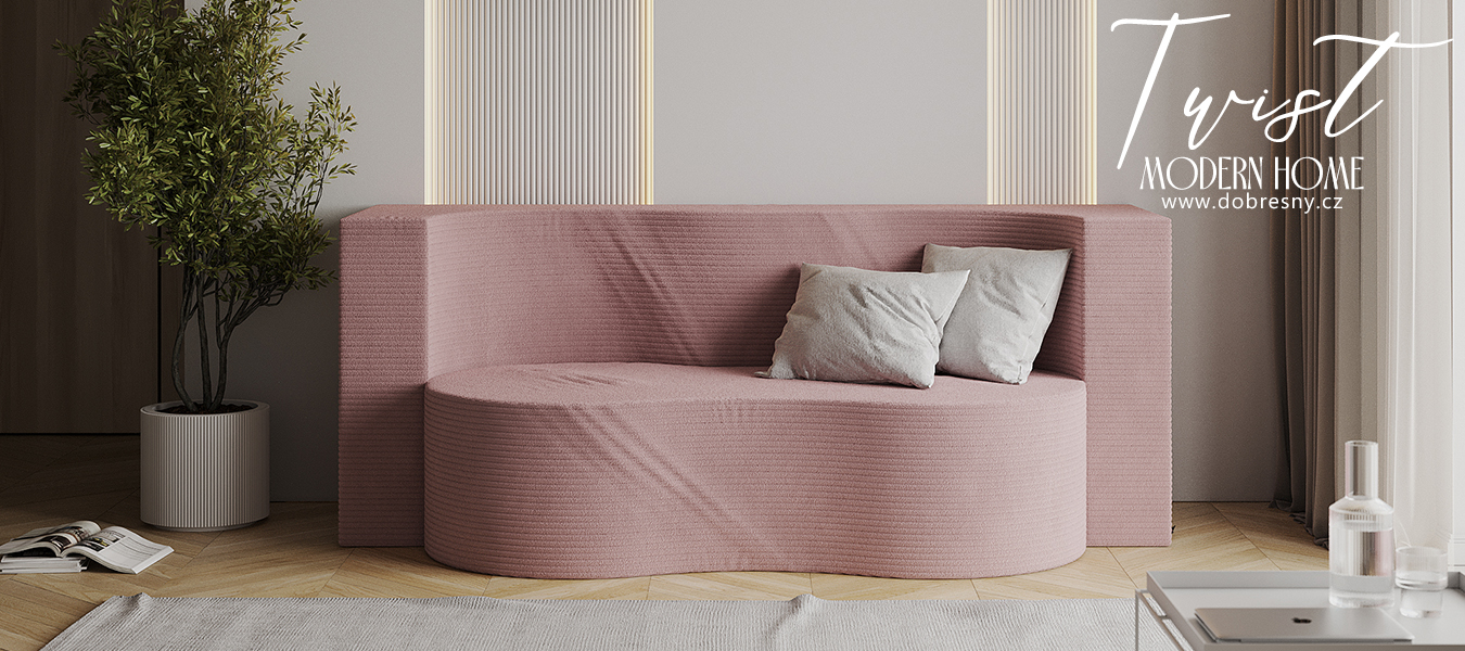 Rozkládací pohovka TWIST RŮŽOVÁ SZTRUKS 120x200