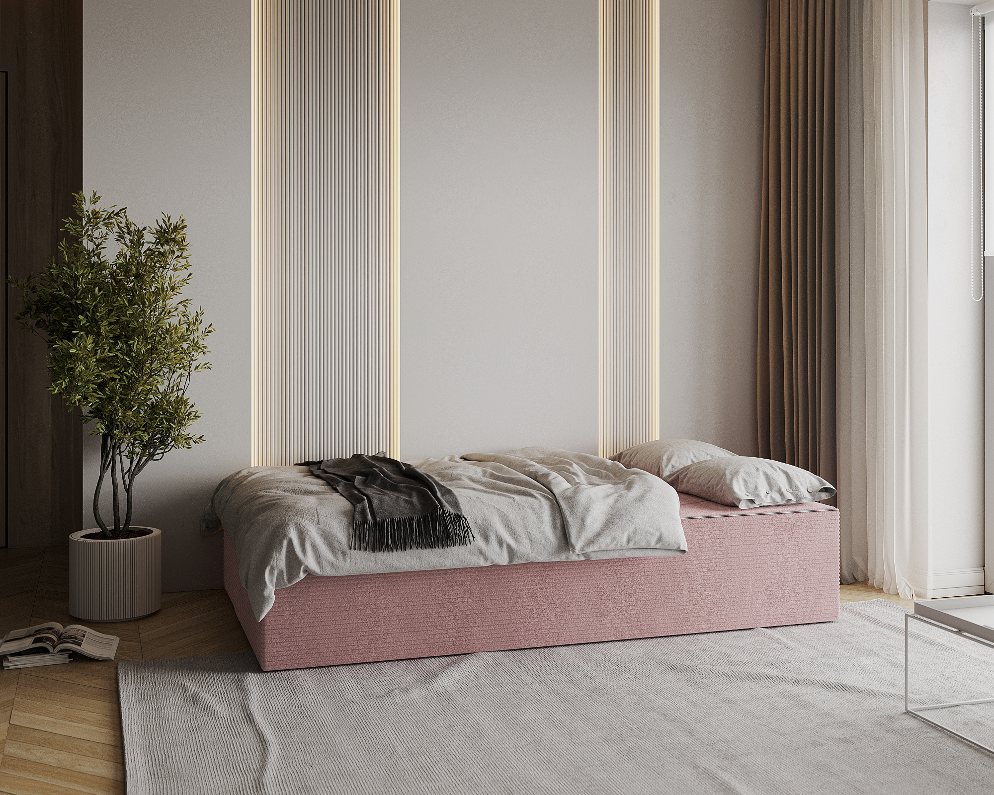 Rozkládací pohovka TWIST RŮŽOVÁ SZTRUKS 120x200