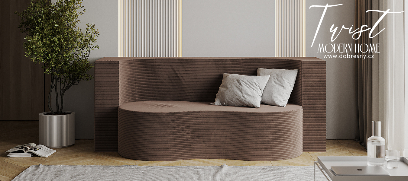 Rozkládací pohovka TWIST HNĚDÁ SZTRUKS 120x200