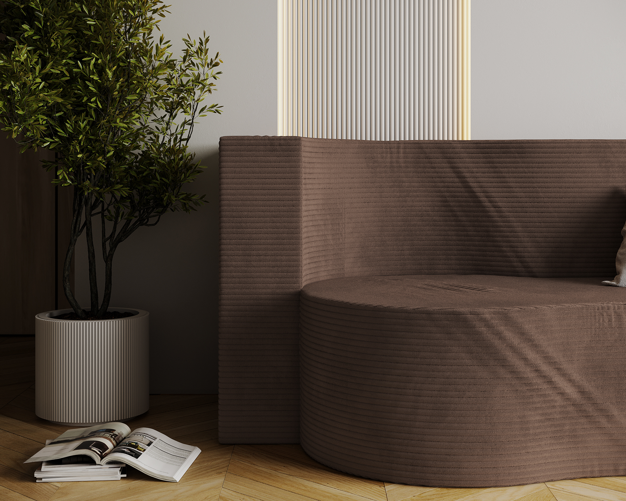 Rozkládací pohovka TWIST HNĚDÁ SZTRUKS 120x200