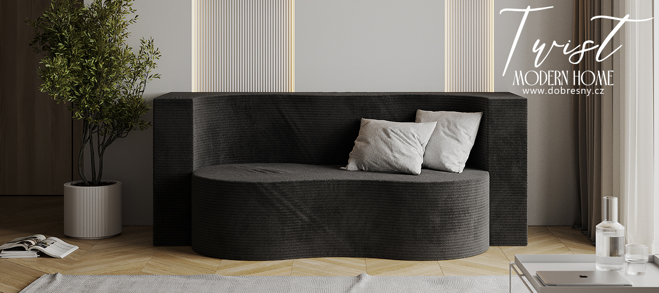 Rozkládací pohovka TWIST ČERNÁ SZTRUKS 120x200