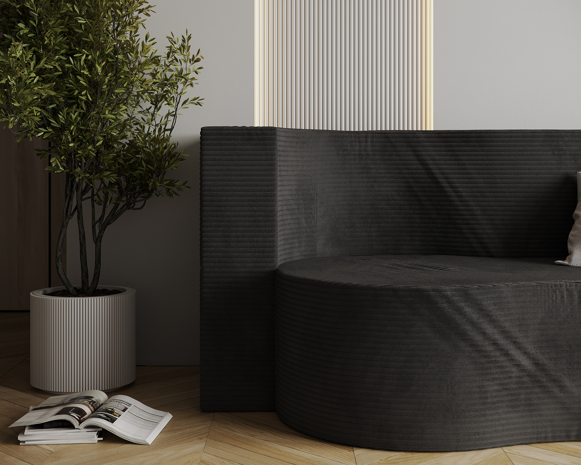 Rozkládací pohovka TWIST ČERNÁ SZTRUKS 120x200