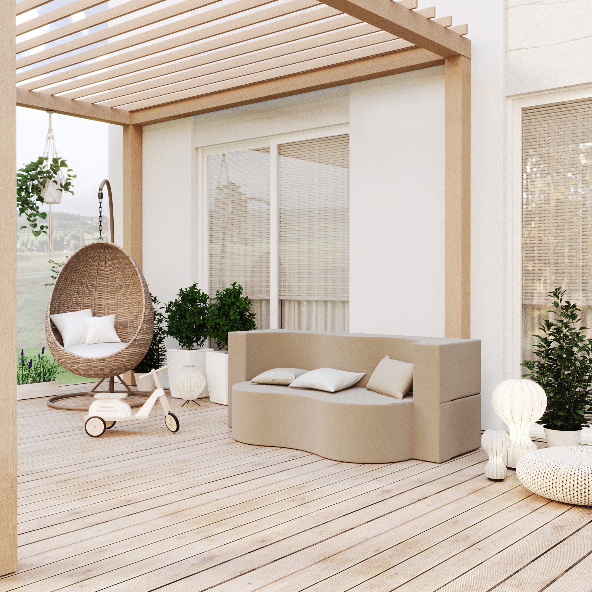 Rozkládací pohovka TWIST GARDEN BÉŽOVÁ voděodoná 120x200