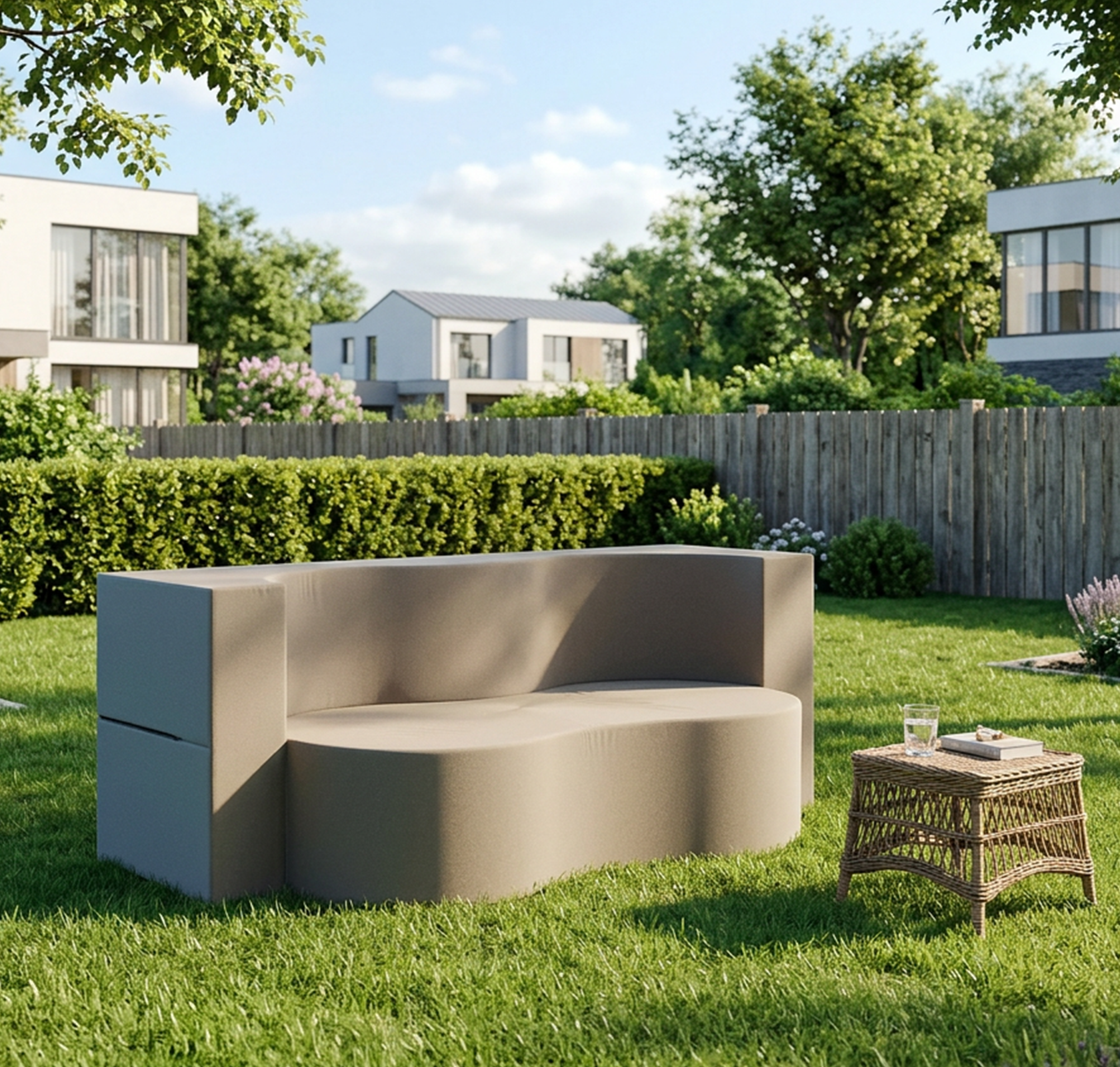 Rozkládací pohovka TWIST GARDEN BÉŽOVÁ voděodoná 120x200