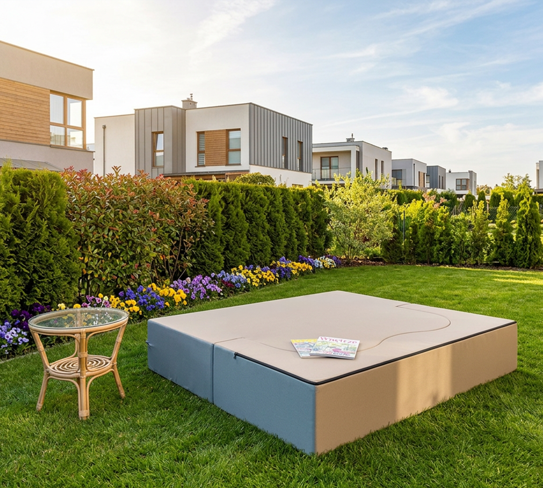 Rozkládací pohovka TWIST GARDEN BÉŽOVÁ voděodoná 120x200