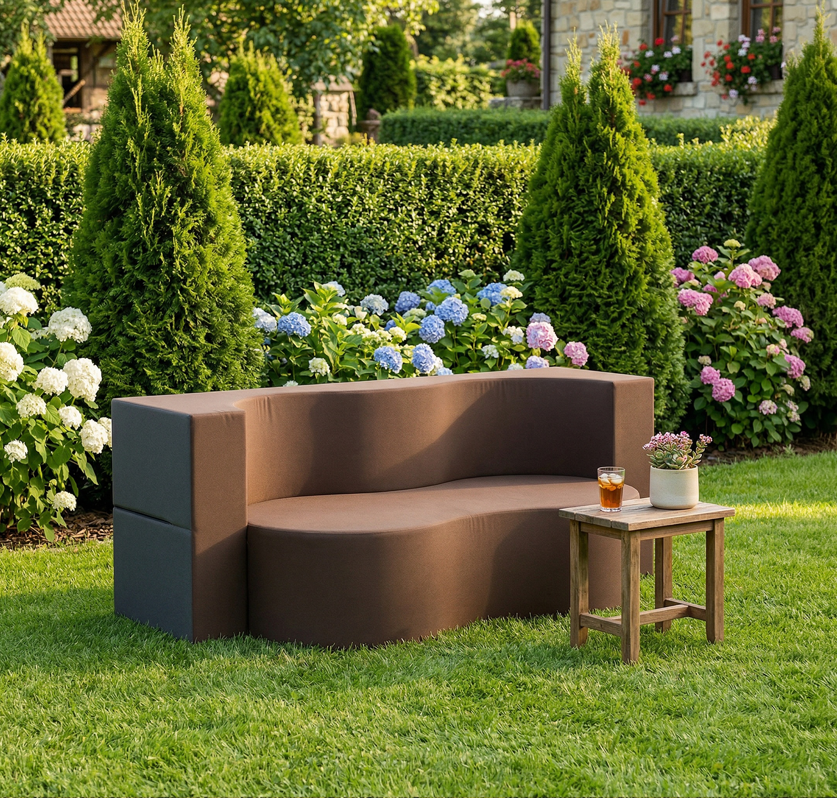 Rozkládací pohovka TWIST GARDEN HNĚDÁ voděodoná 120x200