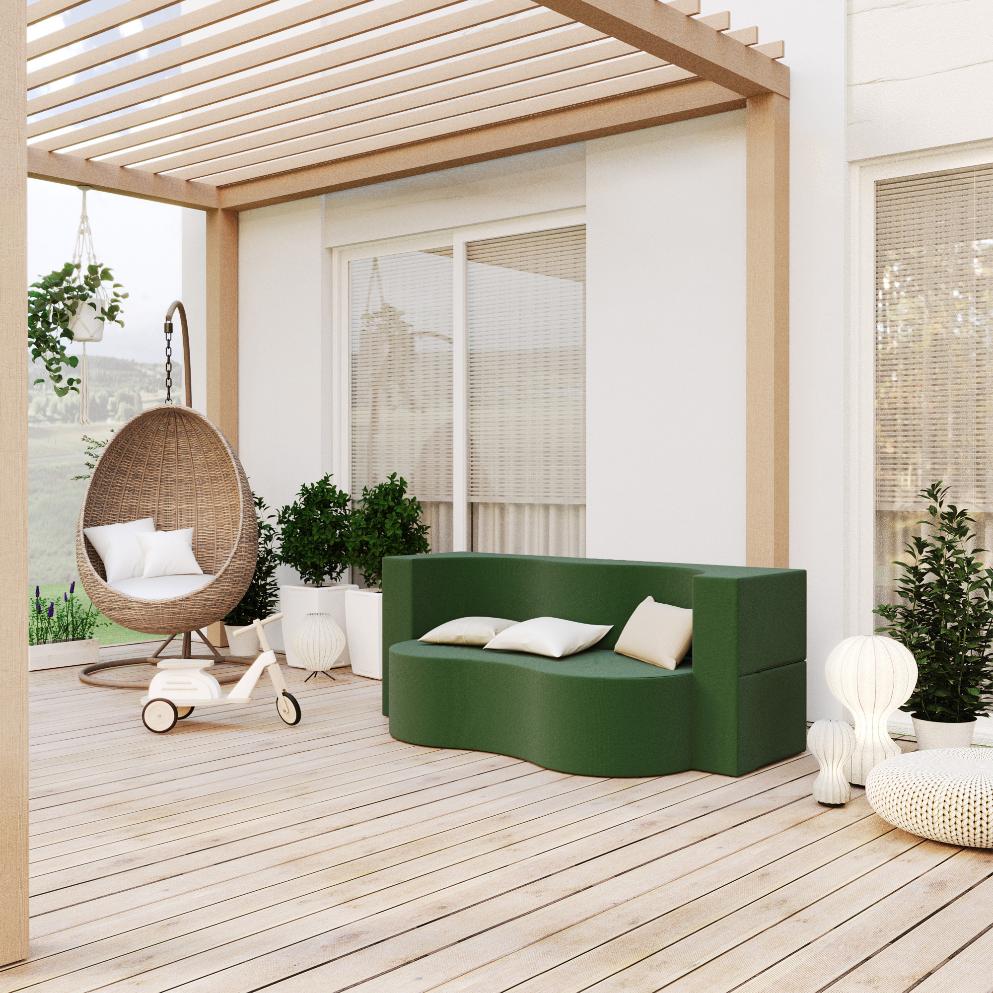 Rozkládací pohovka TWIST GARDEN ZELENÁ voděodoná 120x200