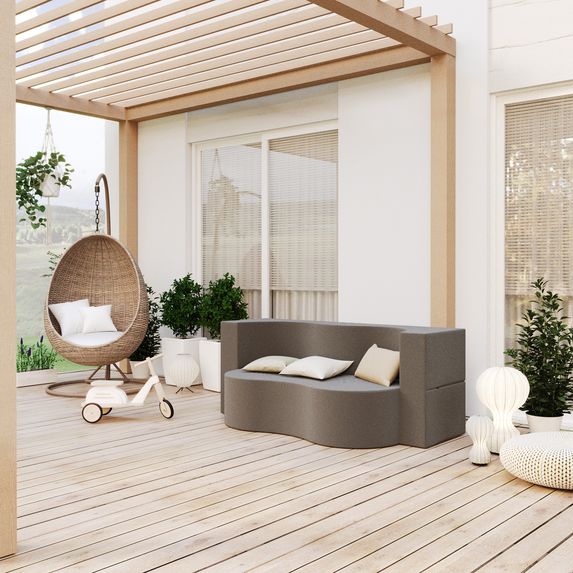 Rozkládací pohovka TWIST GARDEN TMAVĚ ŠEDÁ voděodoná 120x200