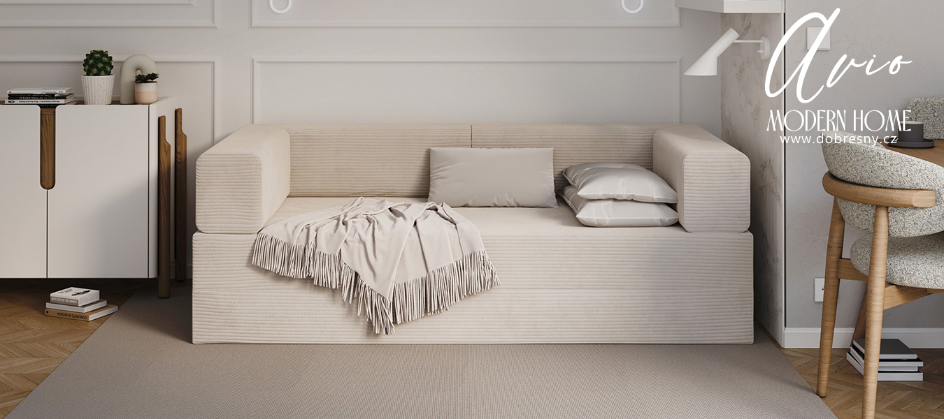 Rozkládací pohovka AVIO KRÉMOVÁ SZTRUKS 200x200