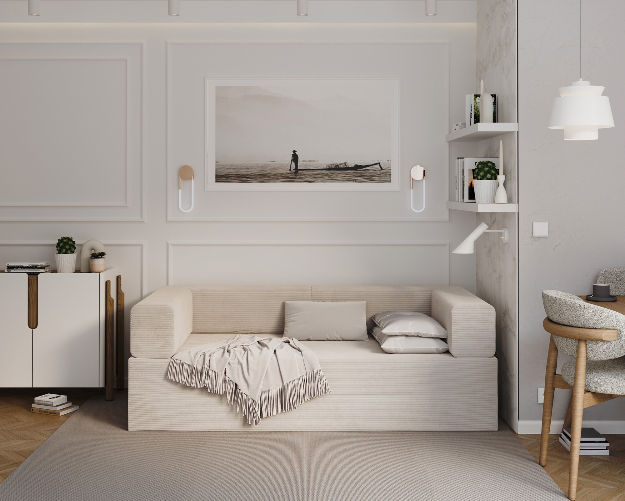 Rozkládací pohovka AVIO KRÉMOVÁ SZTRUKS 200x200