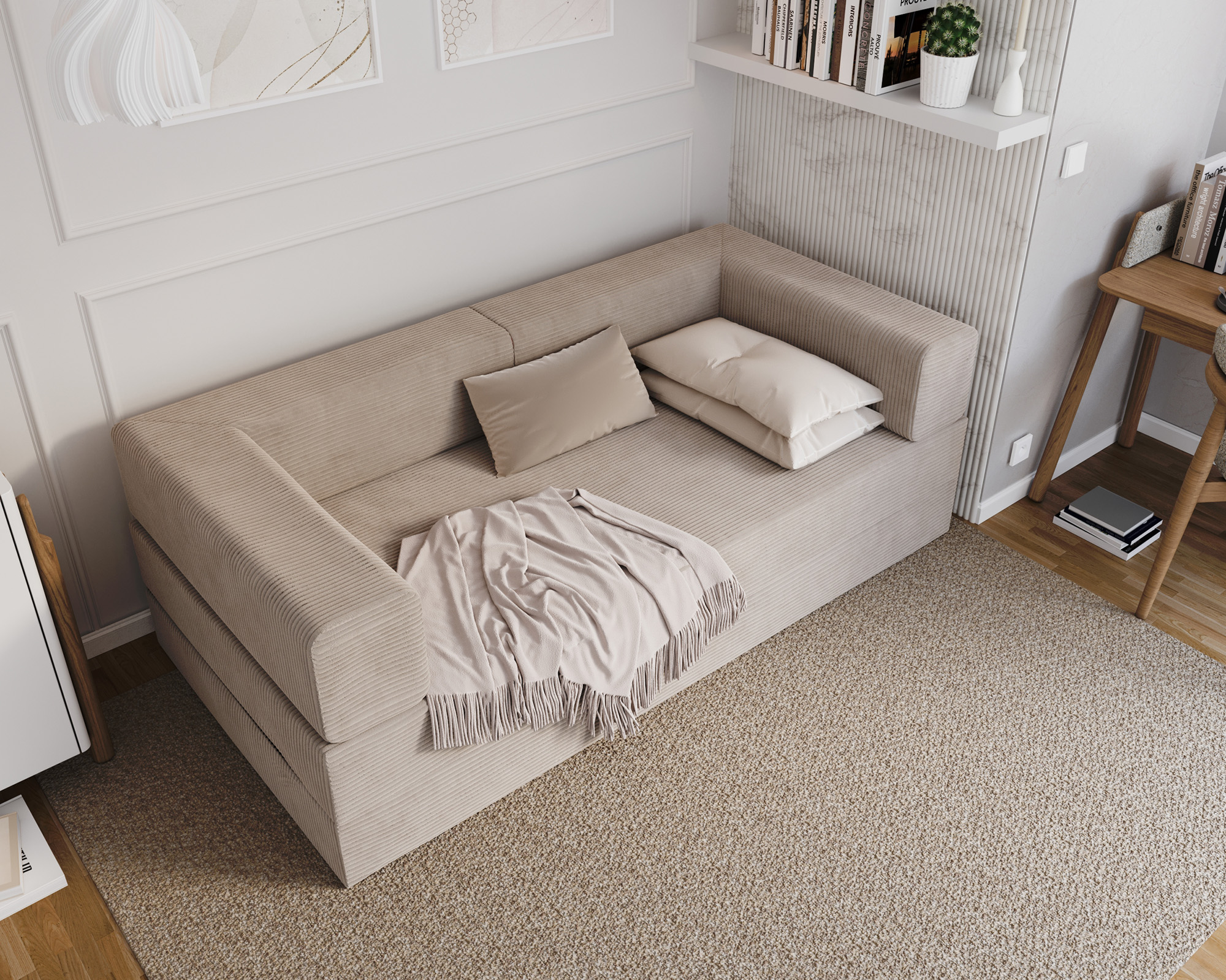 Rozkládací pohovka AVIO BÉŽOVÁ SZTRUKS 200x200