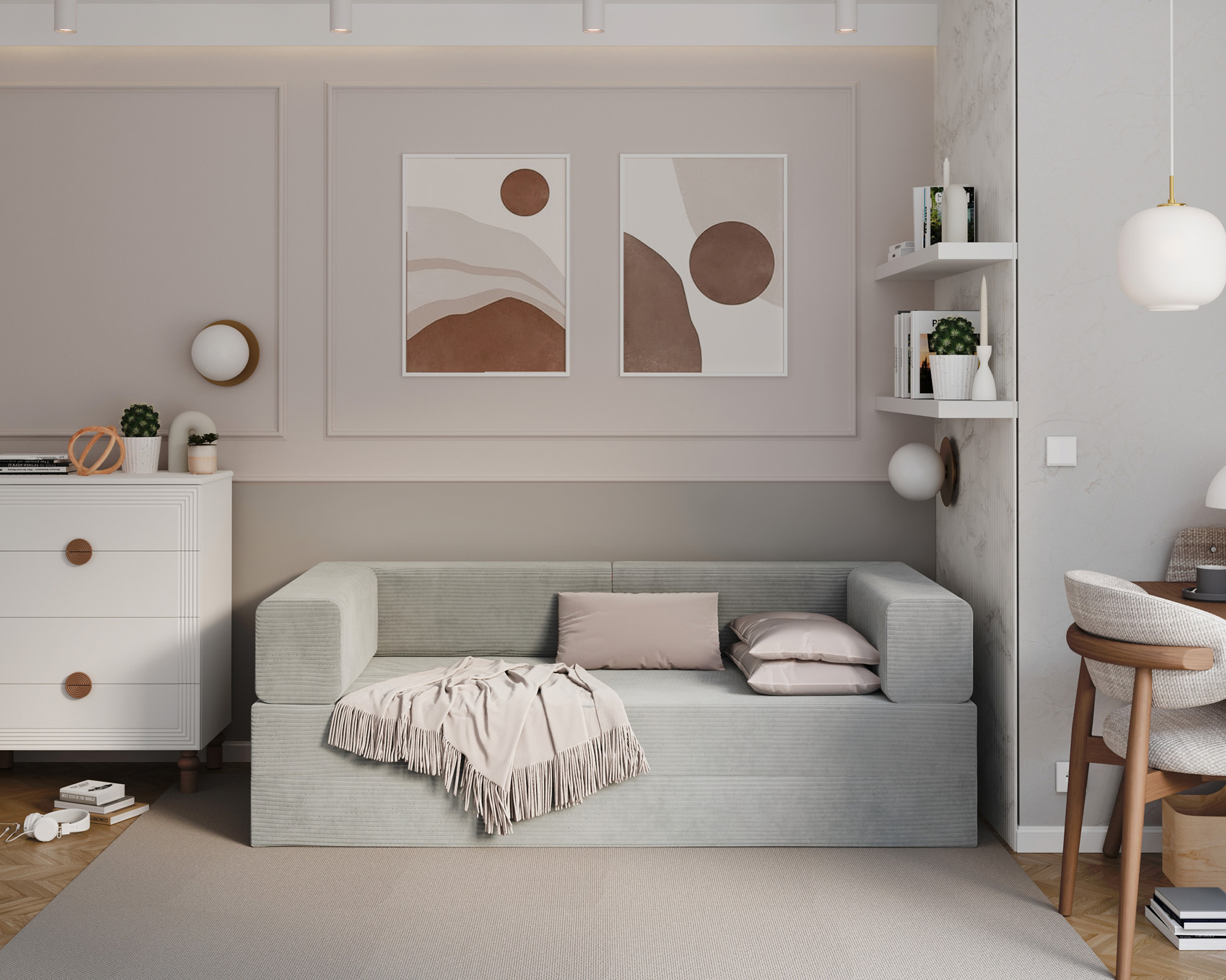 Rozkládací pohovka AVIO ŠEDÁ SZTRUKS 200x200