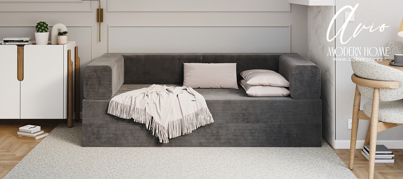 Rozkládací pohovka AVIO TMAVĚ ŠEDÁ SZTRUKS 200x200