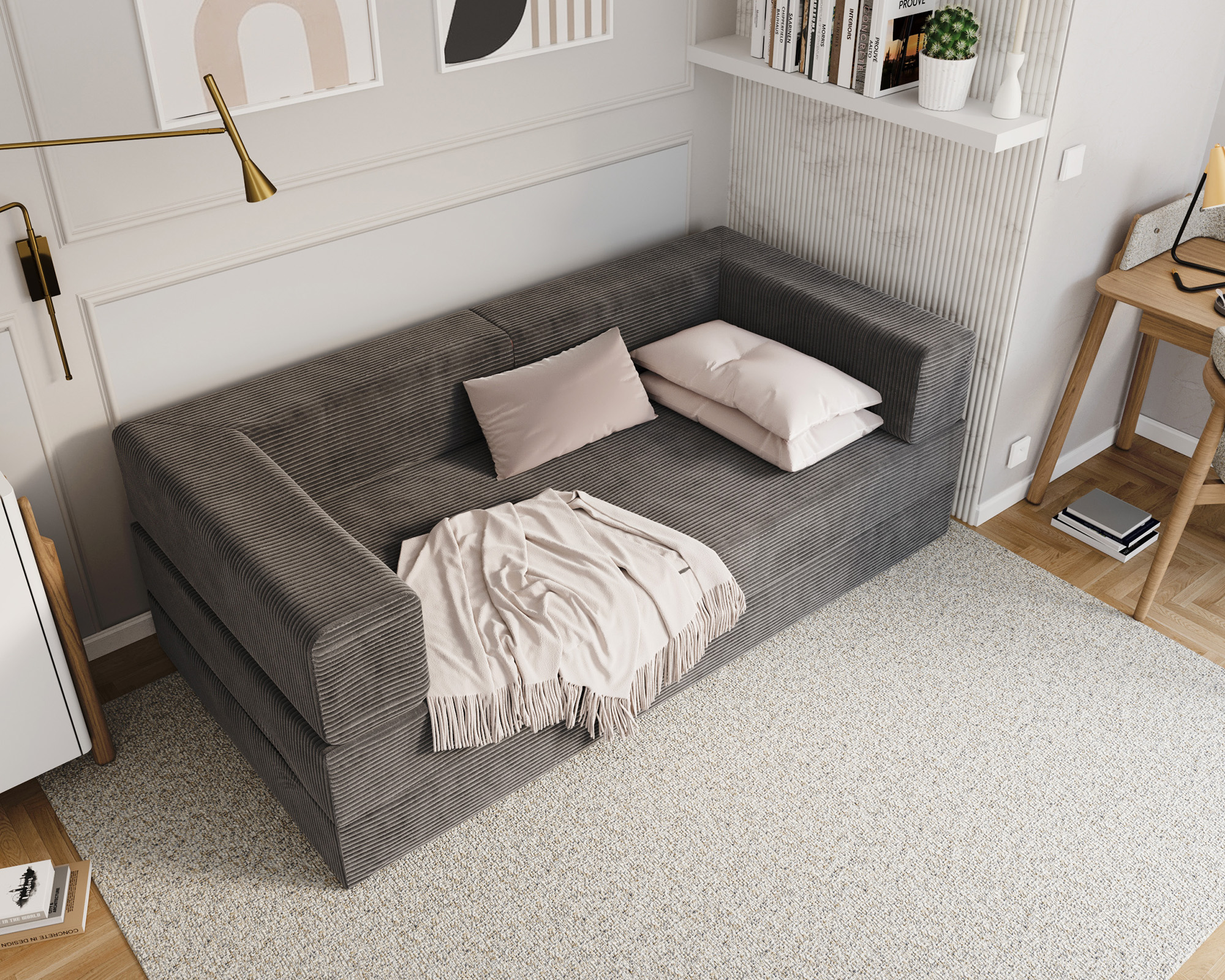 Rozkládací pohovka AVIO TMAVĚ ŠEDÁ SZTRUKS 200x200