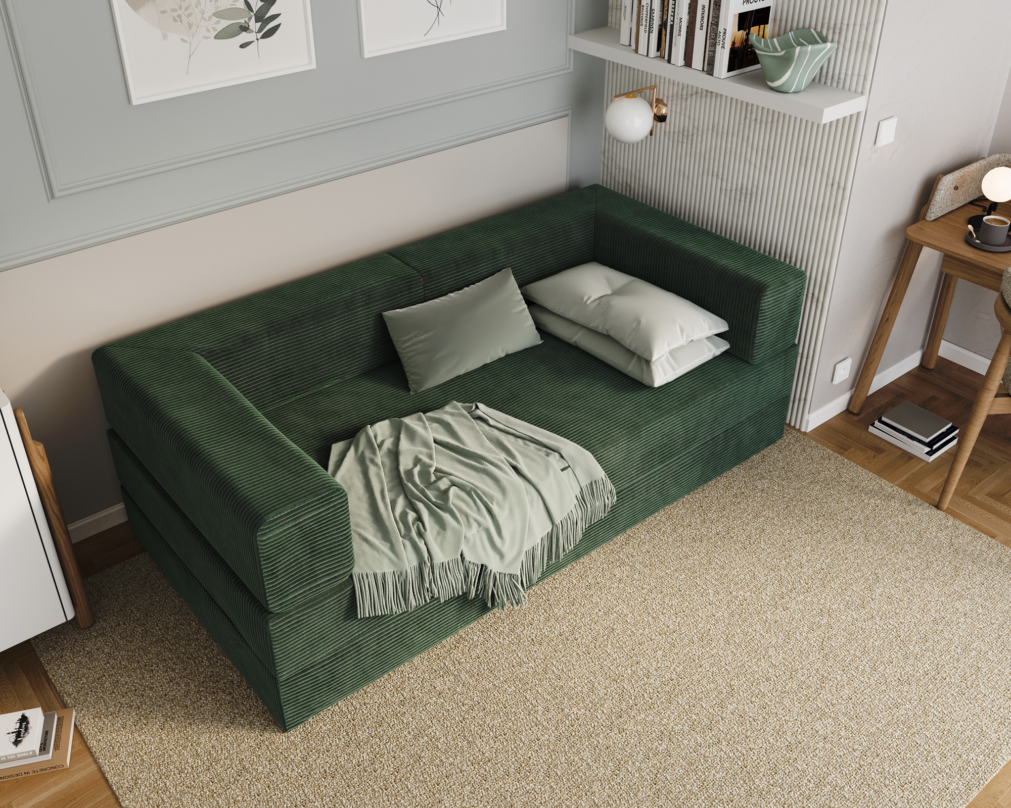 Rozkládací pohovka AVIO ZELENÁ SZTRUKS 200x200