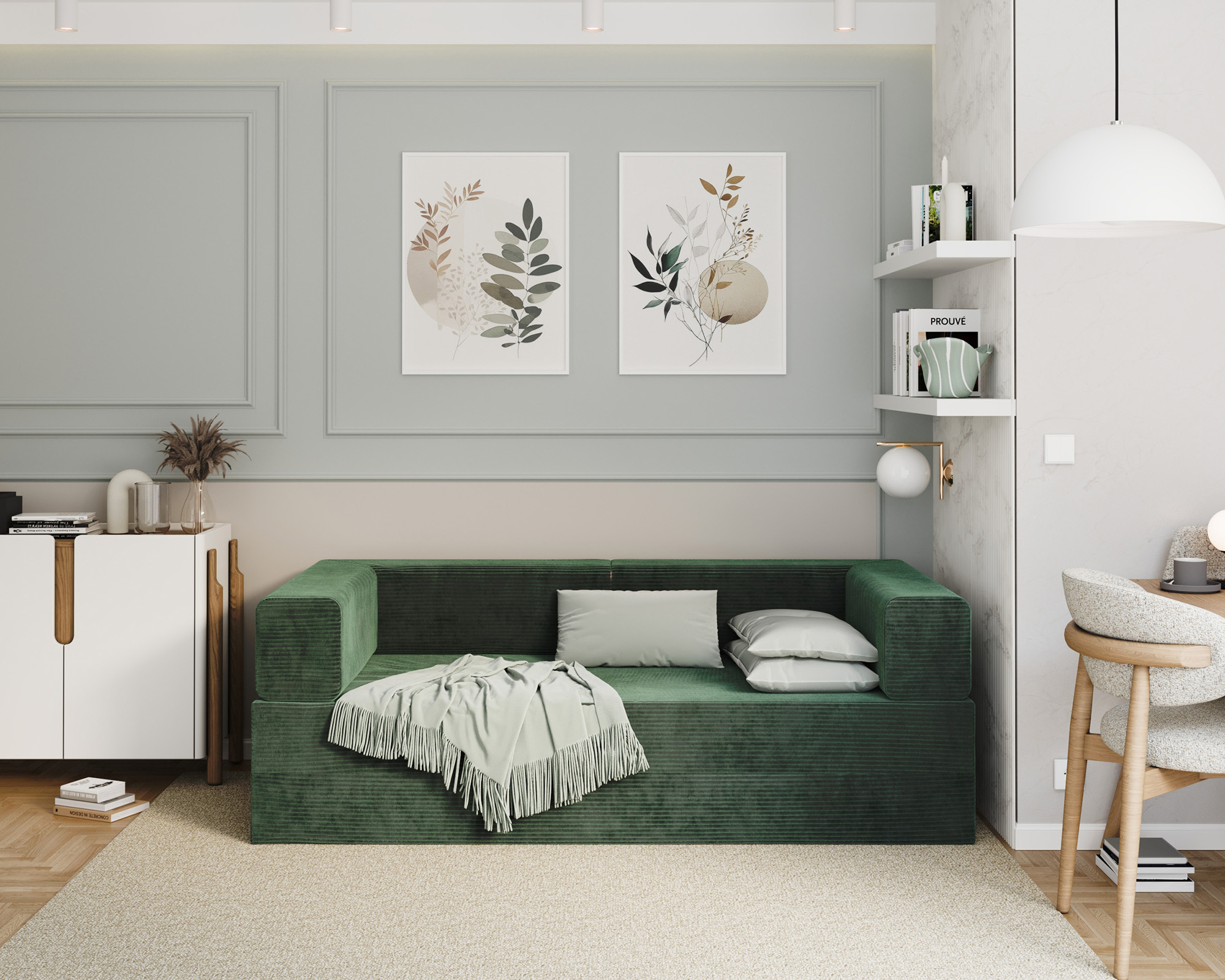 Rozkládací pohovka AVIO ZELENÁ SZTRUKS 200x200