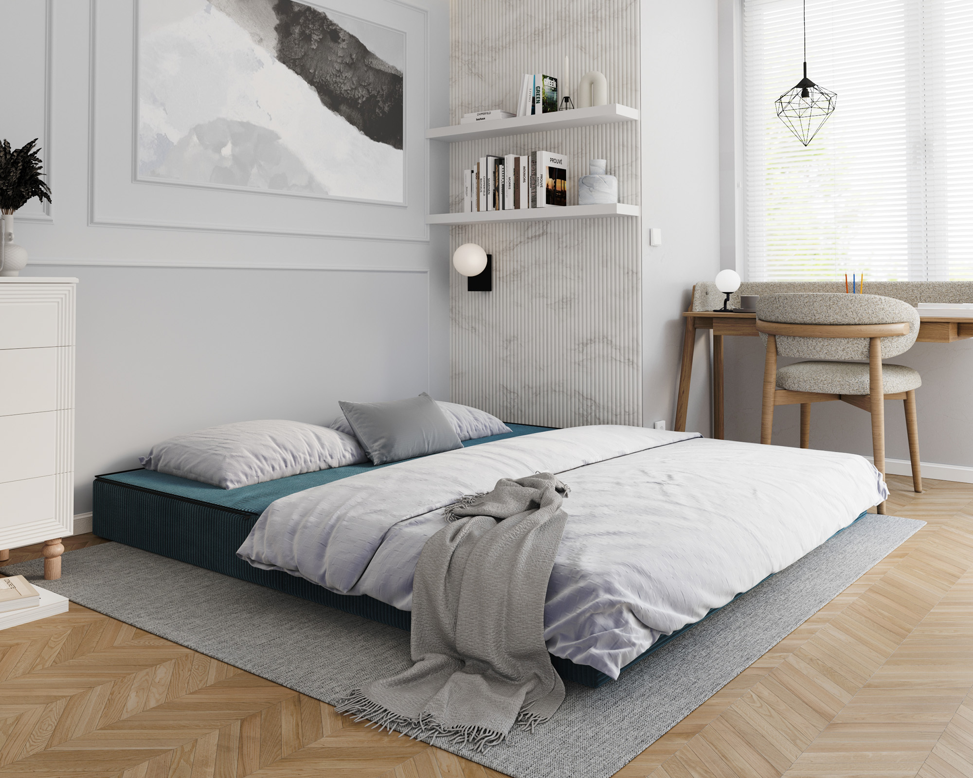 Rozkládací pohovka AVIO MODRÁ SZTRUKS 200x200